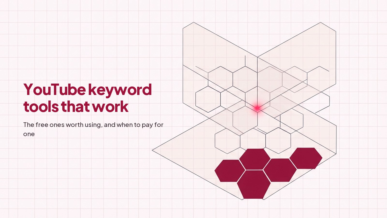 A technical line drawing on pale grid paper: a wide flat plane with a cluster of hexagonal cells filled deep red gathered along its lower edge.